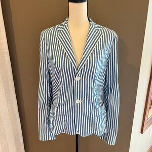 VINTAGE Ralph Lauren 100% Cotton Blue& White Blazer, Size 8